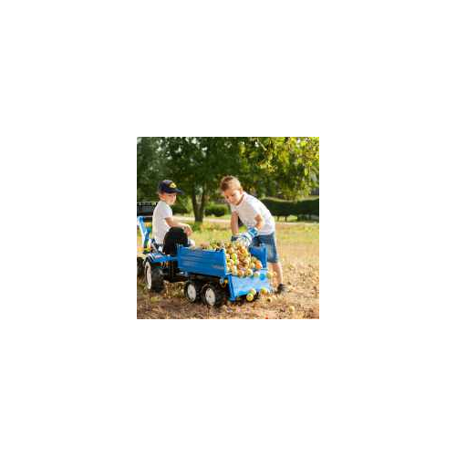 Remolque Azul Volquete De 3 Vías Para Tractor A Pedal – Rolly Toys 121106 – Grande Y Resistente Con Eje Tándem, Para Niños +3 Años